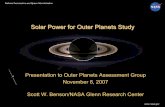 Solar Power for Outer Planets Study - Lunar and Planetary ... · Solar Power for Outer Planets Study ... missions at Saturn ... 2.5 yr gravity assist period + 2 years at AU location