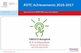 RDTC Achievements 2016 -2017 · RDTC Achievements 2016 -2017 ... UNESCO EDUCATION SECTOR 4. Training and Research . 0. 10. 20. 30. 40. 50. 60. CMU. ... to use ICT Monitoring the community