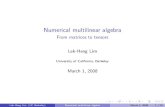 From matrices to tensors Lek-Heng Limlekheng/work/memorial.pdf · From matrices to tensors Lek-Heng Lim ... Classical mechanics: ... y 1 x n 1 y n 1k 2: Lek-Heng Lim (UC Berkeley)