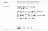 GAO-13-189, RENEWABLE ENERGY: Agencies Have … Have Taken Steps Aimed at Improving the Permitting Process for Development on Federal ... come from renewable energy. The federal government
