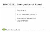 NMDE211 Energetics of Food · NMDE211 Energetics of Food Session 4 Four Humours Part II ... Food presentations by students at start of class: •Sanguine temperament •Phlegmatic