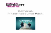 Betrayal Pinter Resource Pack. - Exeter Northcott Theatre ... · Betrayal. Pinter Resource Pack. ... with Pinter, and are easily ... masterpiece of modern theatre by the critic Harold