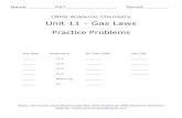 Practice Problems - PBworks 11 Gas... · ... Gas Laws Practice Problems Due Date Assignment On-Time (100) Late ... Ideal Gas Law Combined Gas Law ... Answer = 5.00x10-4 kPa