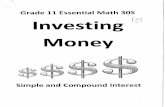 I Investing Money - essentialmath.weebly.comessentialmath.weebly.com/uploads/4/3/0/3/43030573/interest_booklet... · Essential Math 305 — Interest and Credit Lesson 1— Simple
