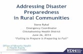 Addressing Disaster Preparedness in Rural   Disaster Preparedness in Rural Communities ...   ... Addressing Disaster Preparedness in Rural Communities