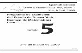 Programa de Exámenes del Estado de Nueva York Examen … · Grade 5 Mathematics Test, Book 1 ... 5 Kay ganó una carrera por siete milésimas de segundo. ... 0.5 milla 0.9 milla