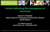 Factors affecting the emergence of zoonoses - MM3 Admin · Factors affecting the emergence of zoonoses ... meat and other food products. ... Factors of emergence 1992 Microbial adaptation