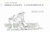 IRRIGATION CONFERENCE - Agricultural Research Service · THE SIXTEENTH ANNUAL IRRIGATION CONFERENCE .> . ..- .. .+'.. . * .. ... Alternative Irrigation Systems and Water ... Planning