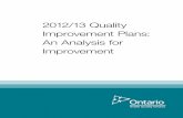 2012/13 Quality Improvement Plans: An Analysis - … · 2012/13 Quality improvement plans: an analysis for improvement ... Hand Hygiene ... 2012/13 Quality improvement plans: ...