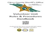 Citrus County Sheriff’s Office - SMWCW Files/Volunteer Handbook 2017.pdf · Citrus County Sheriff’s Office Volunteer Unit Rules & Procedures Handbook Produced by the Citrus County