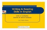 Writing & Reading Skills in English - RUA: Principal · Writing & Reading Skills in English Unit 2: ... Thematization DISCURSIVE MEANING ... The Members of the Discourse Community