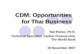 CDM: Opportunities for Thai Business - World Banksiteresources.worldbank.org/INTTHAILAND/Resources/333200... · CDM: Opportunities for Thai Business Nat Pinnoi, Ph D. ... seeding