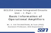 Basic Information of Operational Amplifiers Information of Operational Amplifiers Objectives of this presentation • To learn about –Basic configuration of op-amp. –Packages of