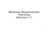 Materials Requirements Planning (Session 11) · Material Requirements Planning • Materials requirements planning (MRP) is a means for determining the number of parts, components,