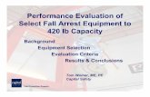 Performance Evaluation of Select Fall Arrest Equipment …s/fall arrest.pdf · Performance Evaluation of Select Fall Arrest Equipment to 420 lb Capacity Background Equipment Selection