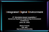 Integrated Digital Environment Digital Environment 5th Simulation-based Acquisition / Advanced Systems Engineering Environment Conference June 25, 2002 Steve French IDE WG Agenda •