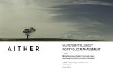 WATER ENTITLEMENT PORTFOLIO MANAGEMENT · OVERVIEW • The importance of water entitlement management for councils • Overview of water entitlements and markets in NSW …