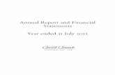 Annual Report and Financial Statements Year ended 31 … Charity SOR… ·  · 2016-09-16Annual Report and Financial Statements Year ended 31 July 2012 1 . Christ Church Annual Report