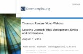 Thomson Reuters Video Webinar Lessons Learned: Risk ... · Thomson Reuters Video Webinar Lessons Learned: Risk Management, Ethics ... –Causes –Post Dodd-Frank ... GLOBAL BANK