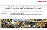 Overview of U. S. Manufacturing Capabilities for Critical ... · Overview of U. S. Manufacturing Capabilities for Critical Insensitive ... • Legacy Energetic Materials for Explosives
