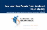 Key Learning Points from Accident Case Studies - WSH C Key... · SMS, RA, SWP, PTW all in place Material / Mechanical failures ruled out Poor oversight by Employer Unsafe deviation