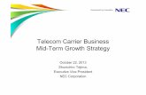 Telecom Carrier Business Mid-Term Growth Strategy Changes Technology & Service innovation Societal demand Escalation of competition Diversification of services Development of ICT technology,