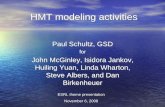 HMT modeling activities - Earth System Research … · HMT modeling activities Paul Schultz, GSD for ... and Dan Birkenheuer for. Birkenheuer . ESRL theme presentation. November 6,