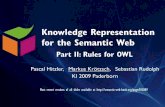 Knowledge Representation for the Semantic Web. Hitzler, M. Krötzsch, S. Rudolph: Knowledge Representation for the Semantic Web, KI 2009 semantic-web-book.org 2 Why Rules? OWL may
