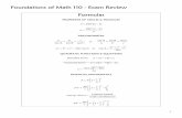 Foundations of Math 110 - Exam Review Formulas11+Exam... · Foundations of Math 110 - Exam Review Formulas ... vertex, domain and range. 22. What are the x- and y-intercepts for ...