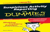 Suspicious Activity Reporting For Dummies®, Special … · Suspicious Activity Reporting For Dummies ... suspicious is critical; after all, ... Keep them in mind if you