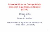 Introduction to Computable General Equilibrium Model (CGE) · PDF file1 Introduction to Computable General Equilibrium Model (CGE) Dhazn Gillig & Bruce A. McCarl Department of Agricultural