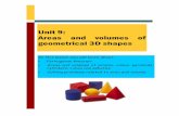 Unit 9: Areas and volumes of geometrical 3D · PDF fileAreas and volumes of geometrical 3D shapes ... pyramids, cylinders, cones ans spheres. ... Get the surface area and the volume