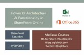 power Bi Architecture & Functionality In Sharepoint Online ... · SharePoint Saturday Melissa Coates BI Architect, BlueGranite Blog: sqlchick.com 9/20/2014 Twitter: @sqlchick Power