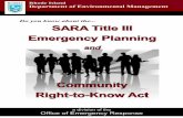 Do you know about the SARA Title III Emergency Planning · SARA Title III Emergency Planning and Do you know about the... Community ... 302 One time notification to SERC 304 Each