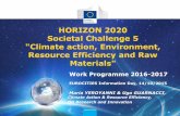 HORIZON 2020 Societal Challenge 5 'Climate action, … · Societal Challenge 5: Climate action, environment, resource efficiency and raw materials Objective: "to achieve a resource