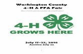 WASHINGTON COUNTY 4-H & FFA FAIR - Iowa State … County 4-H & FFA Fair July 17-22, 2016 Auction July 22 2 Washington County Fair July 17-22 Washington County Fairgrounds Prepared