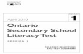April 2010 Ontario Secondary School Literacy Test · Which event occurred ﬁ rst in ... A little-known but interesting example of Northern Ontario’s ... Written Answer Ontario