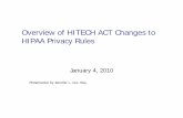 Overview of HITECH ACT Changes to HIPAA Privacy Rules · Overview of HITECH ACT Changes to HIPAA ... is not subject to HIPAA Even medical records exempt ... privacy laws affect how