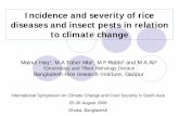 Incidence and severity of rice diseases and insect pests ... · Incidence and severity of rice diseases and insect pests in relation to climate change Mainul Haq1, M A Taher Mia2,