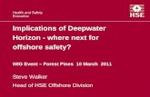 Implications of Deepwater Horizon - HSE: Information … · Implications of Deepwater Horizon - where next for offshore safety? WIG Event – Forest Pines 10 March 2011 Steve Walker