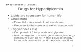 59-291 Section 3, Lecture 7 Drugs for Hyperlipidemiamutuslab.cs.uwindsor.ca/mutus/59-291/PDF_lectures_F2007/59-291-S3... · 1 Drugs for Hyperlipidemia •Lipids are necessary for