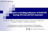 Resistive switching behaviors of ReRAM having … Introduction of Resistive RAM (ReRAM) Non-volatility Low consumption High speed Simple MIM structure Compatibility with CMOS process