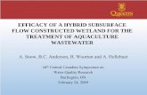 EFFICACY OF A HYBRID SUBSURFACE FLOW CONSTRUCTED WETLAND ... · EFFICACY OF A HYBRID SUBSURFACE FLOW CONSTRUCTED WETLAND FOR THE TREATMENT OF AQUACULTURE WASTEWATER ... based …
