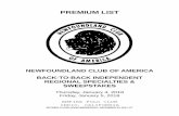 Newfoundland Club of America Board of Directors list . newfoundland club of america . back-to-back independent regional specialties & sweepstakes . thursday, january 4, 2018 friday,