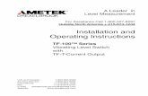 Installation and Operating Instructions - …nwinstruments.com/wp-content/uploads/2017/05/manual-tf-100-tf-t... · For Assistance Call 1-800-527-6297 ... Installation and Operating