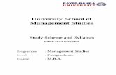 University School of Management Studies M.B.A Syllabus · MB161 Production Planning and Control 4 - - 4 ... nature, purpose and scope of management. Functions of a manager, ... Nature