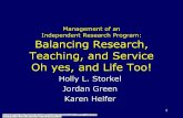 Management of an Independent Research Program: … · 1 Management of an Independent Research Program: Balancing Research, Teaching, and Service Oh yes, and Life Too! Holly L. Storkel