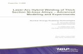 Laser-Arc Hybrid Welding of Thick Section Ni-base … Reports/FY 2011/11-3099 NEUP...Final Report Abstract Laser-Arc Hybrid Welding of Thick ... along with a report from the partner