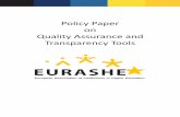 Policy Paper on Quality Assurance and Transparency Tools · on Quality Assurance and Transparency ... In holistic evaluation and assessment, transparency instruments can and ... to