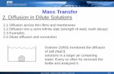 Mass Transfer 2. Diffusion in Dilute Solutions Transfer –Diffusion in Dilute Solutions_ Fick‘sLaws 2-1 2. Diffusion in Dilute Solutions 2.1 Diffusion across thin films and membranes